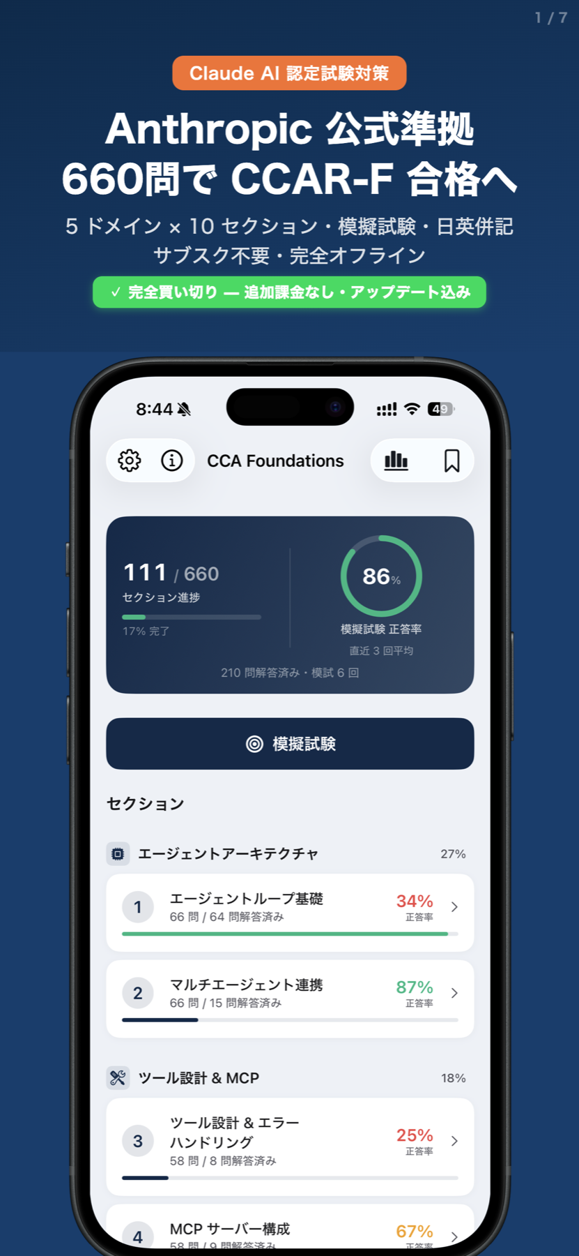 CCAR-F表記に対応したCCA Foundations 問題集のApp Store紹介画像